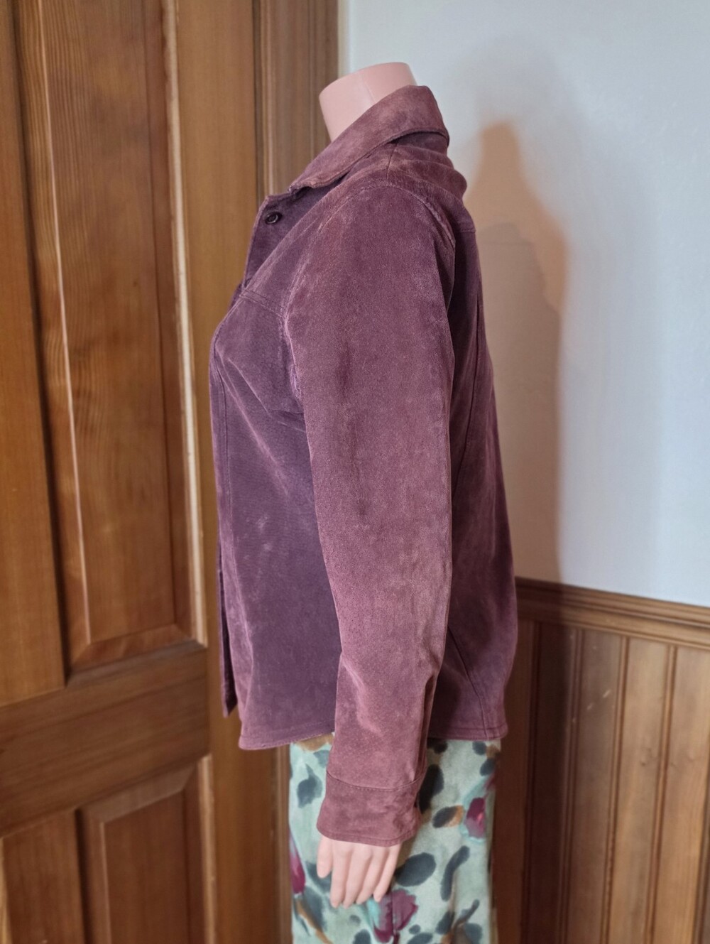 A.M.I. Y2K 90s Plum Suede Leather Jacket Small - Picture 4 of 6